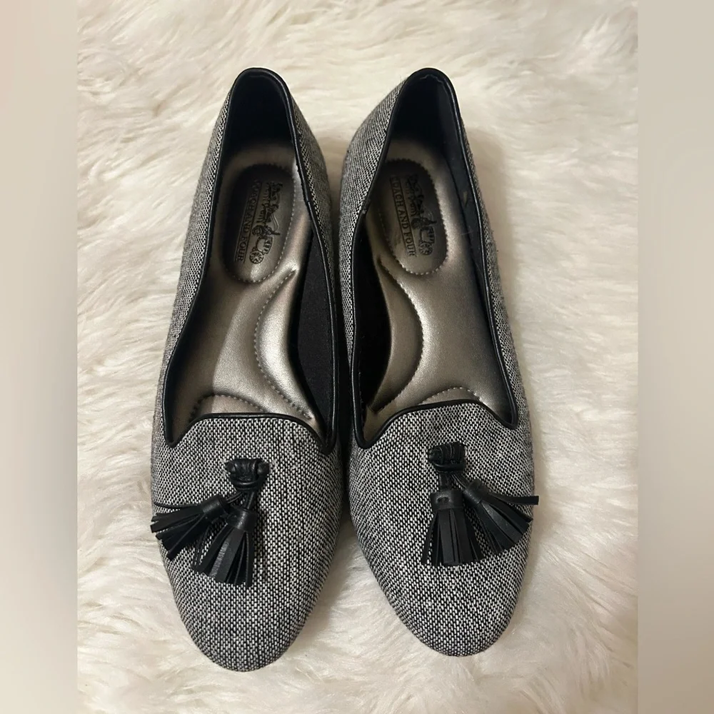 Coach and Four Black and Gray Tassel Loafers